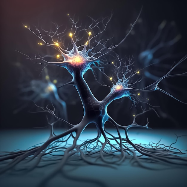 Neuron network brain cells Human nervous system and brain activity concept Generative AI