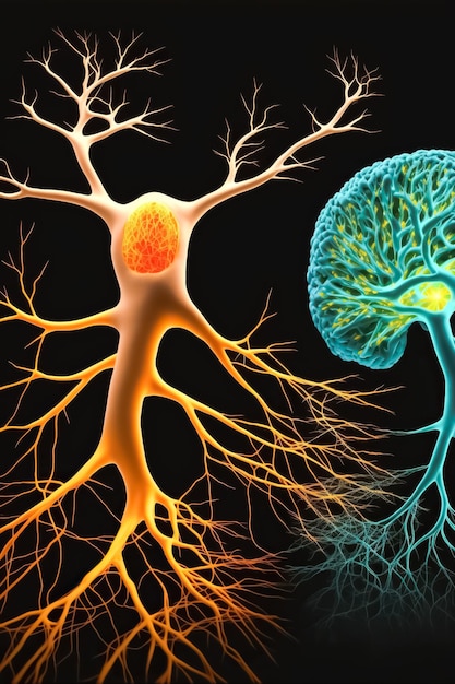 Neuron network brain cells Human nervous system and brain activity concept