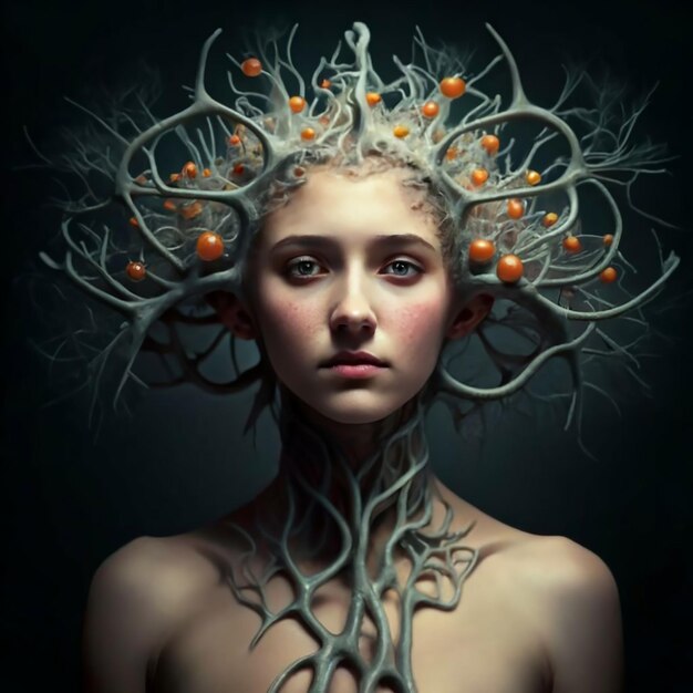 Photo a neurona conceptual art portrait photography human girl