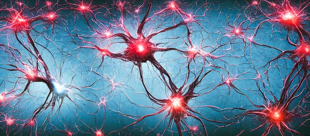 Neurons communicate with each other using electrochemical
signals, 3d render