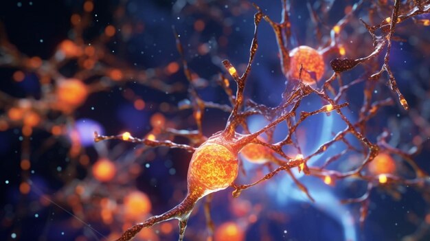 neurons and synapse like structures depicting brain Ai Generative