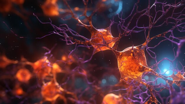 neurons and synapse like structures depicting brain Ai Generative