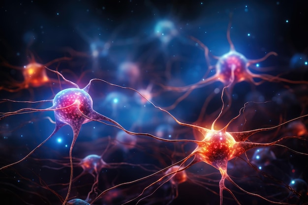 Neurons and synapse like stuctures depicting brain chemistry