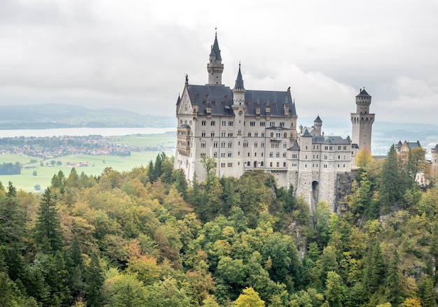 Neuschwanstein castle under cloudy sky