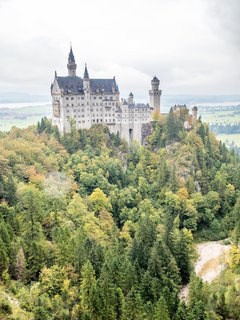 Neuschwanstein castle under cloudy sky