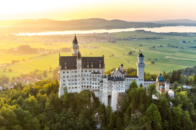 Neuschwanstein castle sunset