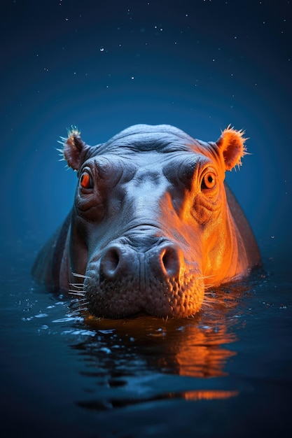 Neushoorn in water