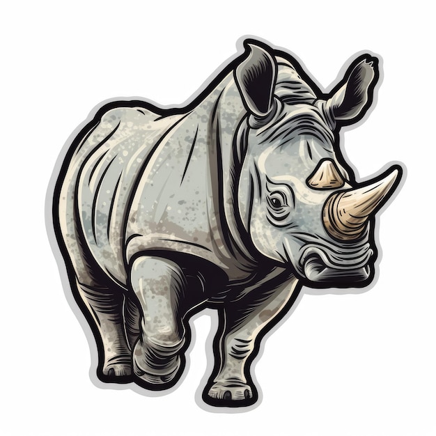 Neushoorn sticker ai gegenereerd