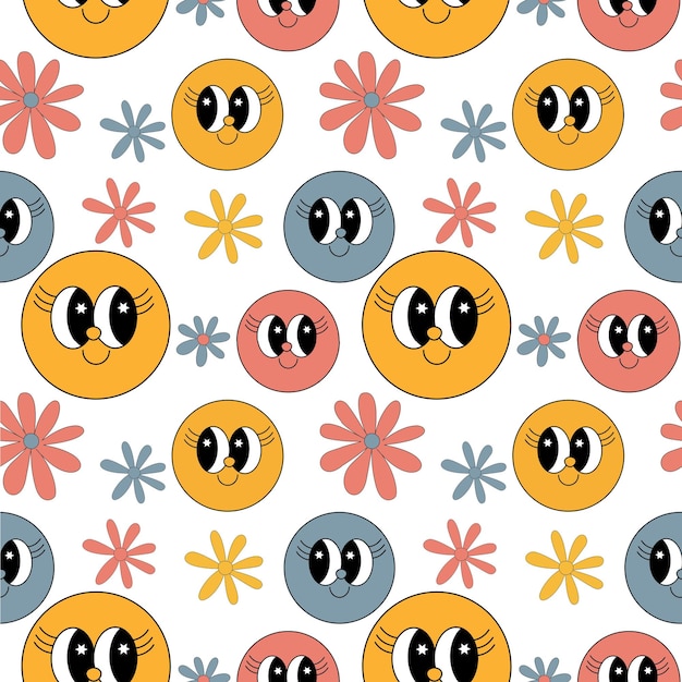 neutral 70s retro seamless pattern background