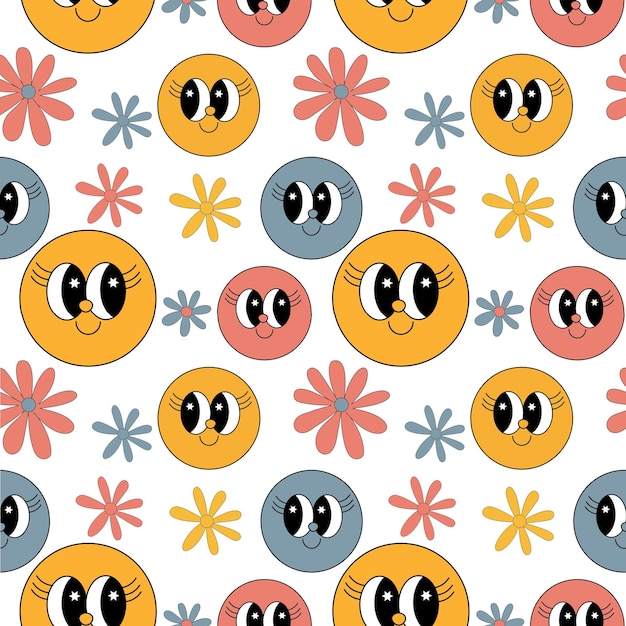 Photo neutral 70s retro seamless pattern background