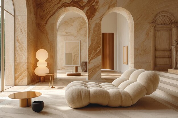 neutral color lounging area in the style of neoclassicism symmetry inspiration ideas