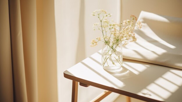 Photo neutral minimalist lifestyle sunny day minimalistic interior with a simple beautiful composition