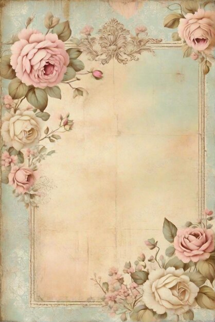 Neutral and soft colors shabby chic vintage decorative background in scrapbook style