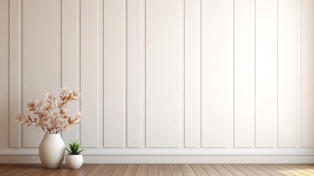 Photo neutral white wall rustic hardwood floor furniture accents picture frame and potted flora