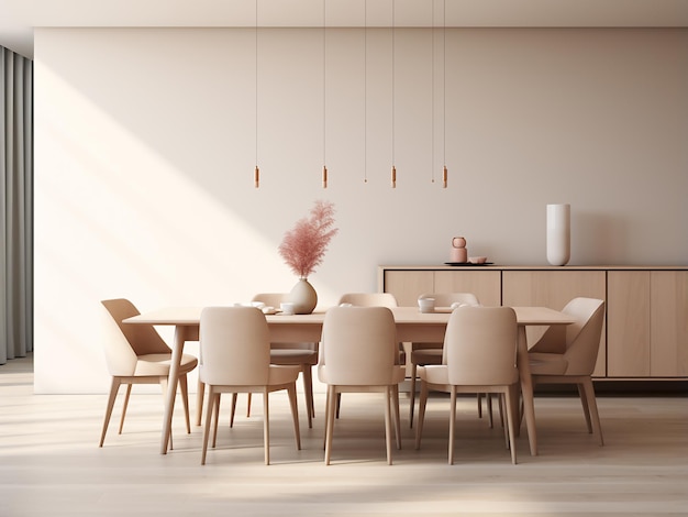 Neutraltoned dining room elegant beige furniture AI Generation