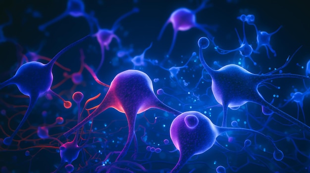 нейтрофилы тип лейкоцитов, переплетенных с нервными клетками Генеративный ИИ