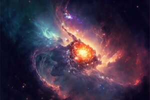 Foto nevel en sterrenstelsels in de diepe ruimte abstracte kosmos universele achtergrond