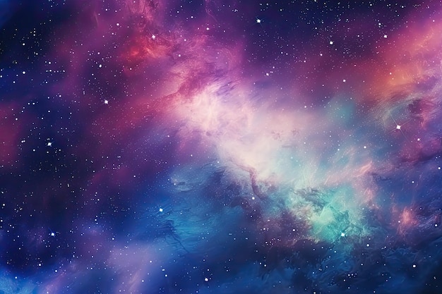 Nevel en sterrenstelsels in de ruimte Elementen van deze afbeelding geleverd door NASA Kleurrijke ruimtemelkwegwolknevel Sterrennacht kosmos AI gegenereerd