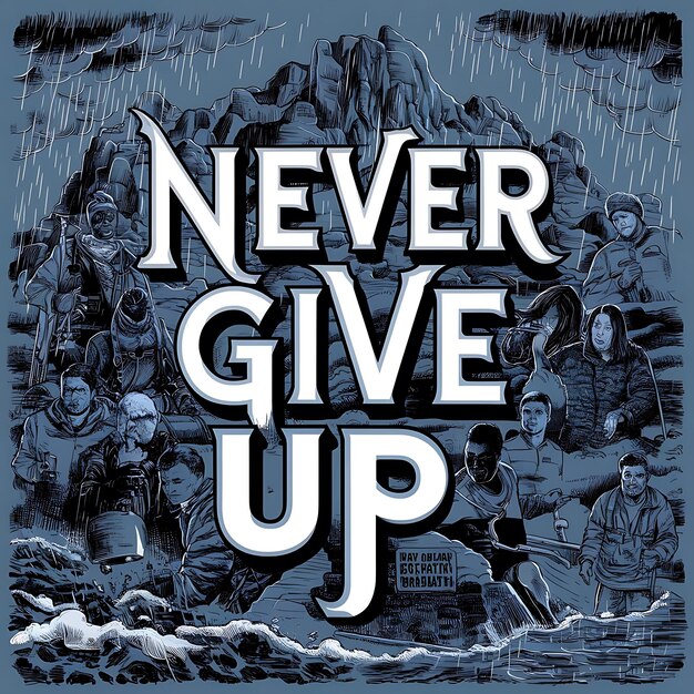 Photo never give up motivational quotes illustrationtypography