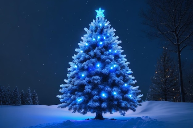 nevi blauwe kleur kerstboom verlichting ster sneeuwwit metaal 8k