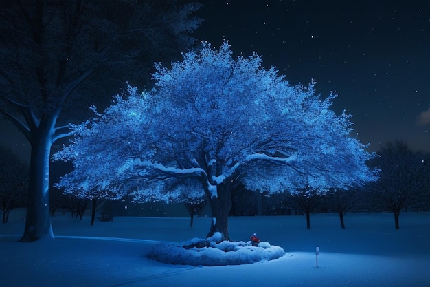 nevi blue color tree lighting star snow white metal 8k