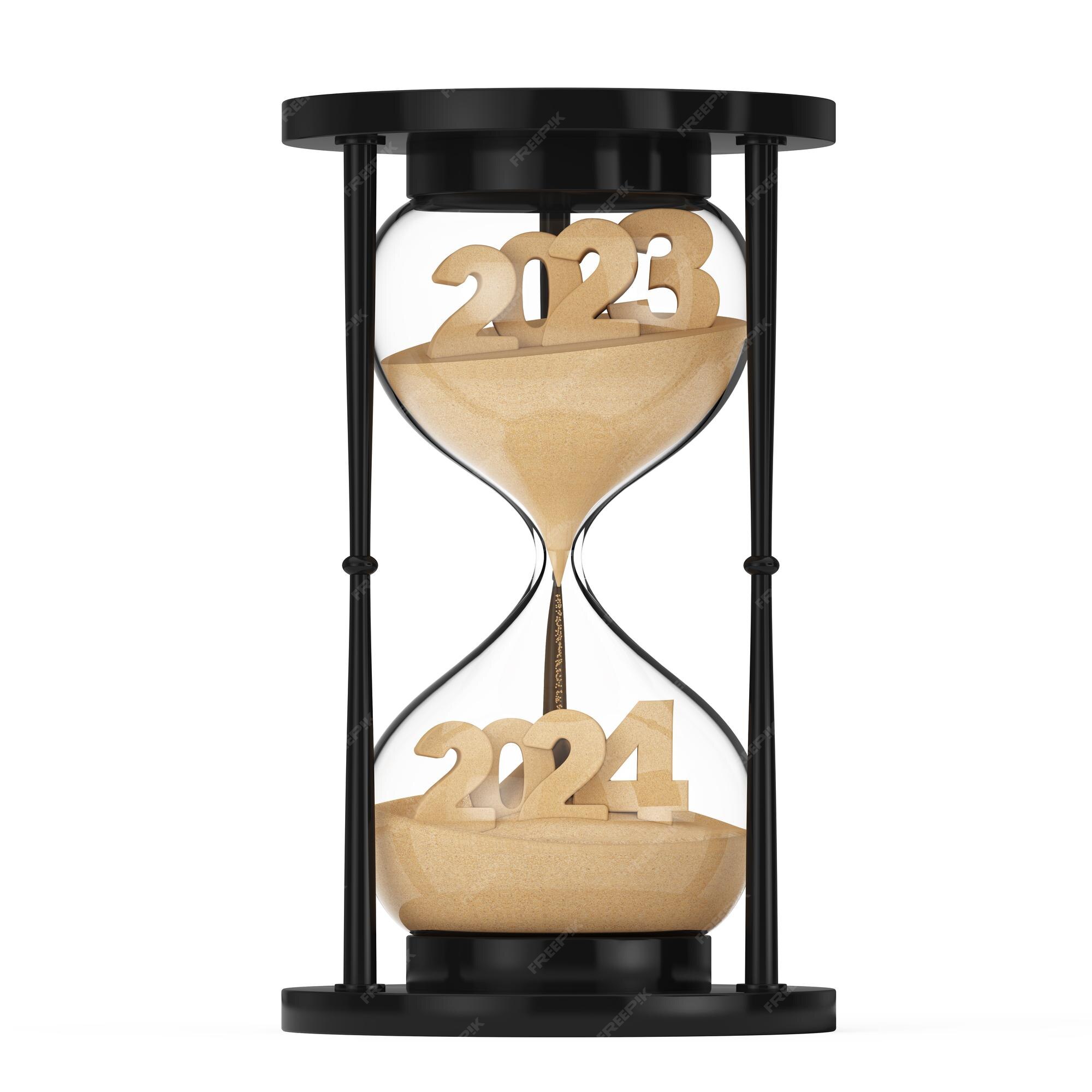 Premium Photo New 2024 year concept sand falling in hourglass taking