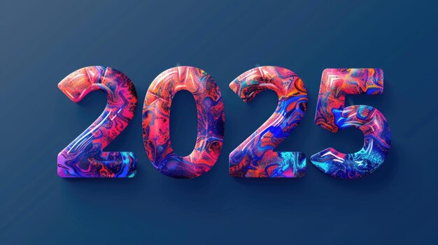 Photo new 2025 year text modern lettering trendy design