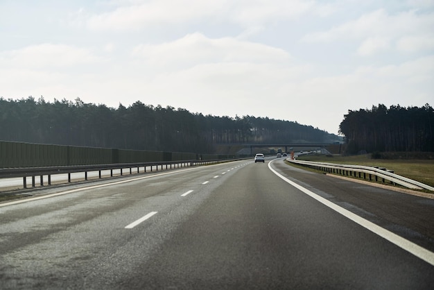 New A1 highway in Poland The autostrada A1 officially named Amber Highway View from the car on a road