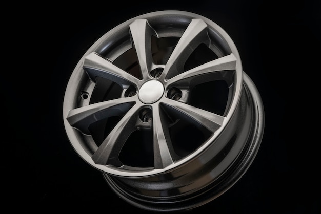 The new alloy wheel is grey on a black background auto parts and tuning side view