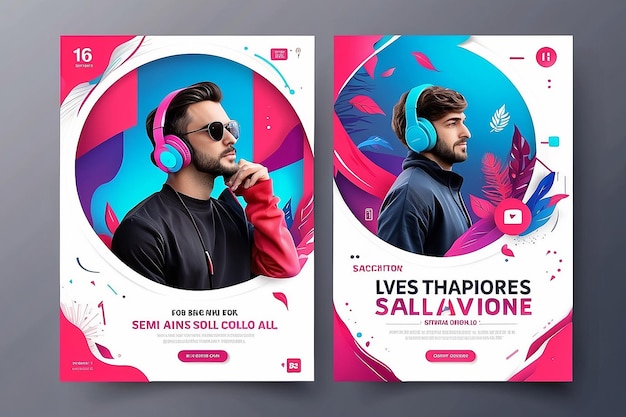 New arrival headphones sale social media promotion banner template