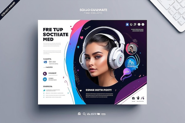 Photo new arrival headphones sale social media promotion banner template