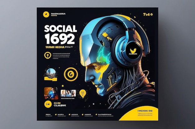 New arrival headphones sale social media promotion banner template