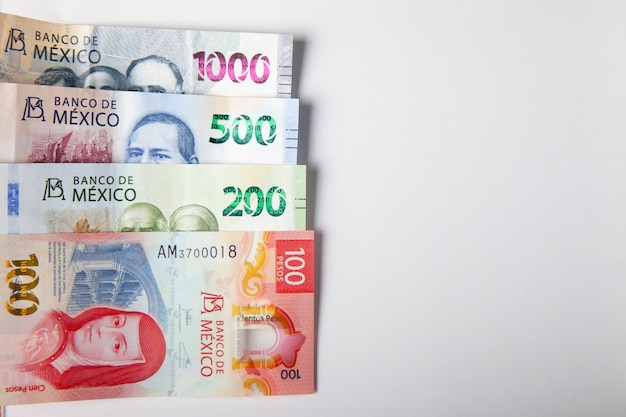 new bank notes of mexican peso background