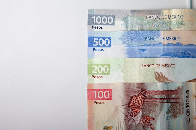 new bank notes of mexican peso background