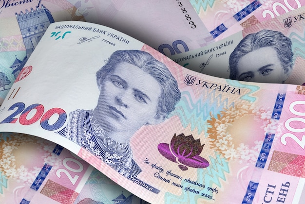 new banknotes of two hundred ukrainian hryvnias