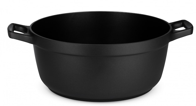 New black saucepan isolated on white