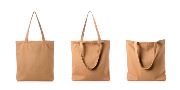 New blank brown cotton bag isolated on white