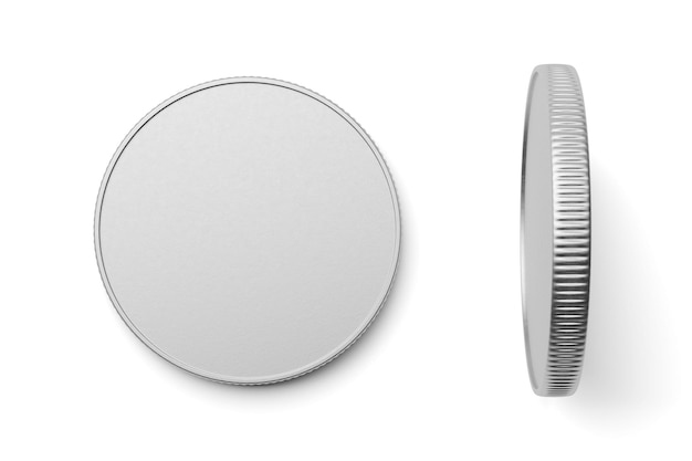 new blank silver coin isolated on white background 3d rendering illustration