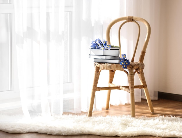 New books on chair indoors