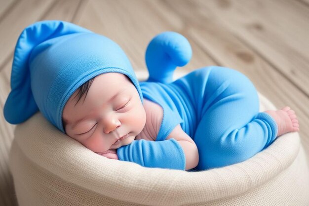 new born infant asleep in the blanket