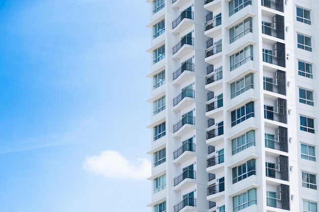 New building architecture on blue sky backgroundLow angle architectural exterior view of modern