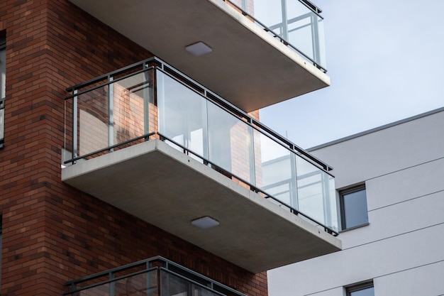 New built balcony with brick walls