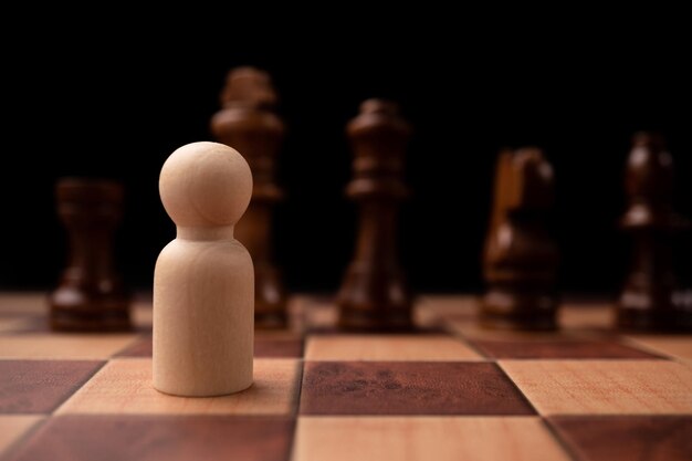 New business leader confrontation with king chess is a challenge for new business player strategy and vision is key success Concept of competition and leadership