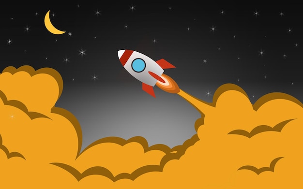 new business or project start up design with rocket