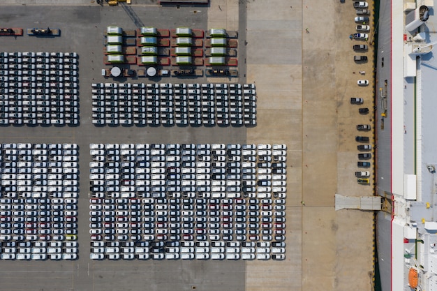 드론에서 컨테이너 선박 공중 평면도로 판매되는 새로운 자동차 제품 수출