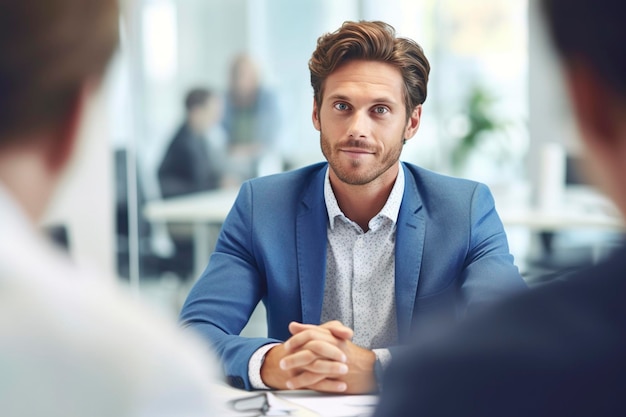 Foto nuove opportunità di carriera come professionista impegnato in un colloquio di lavoro fiducioso generato dall'intelligenza artificiale