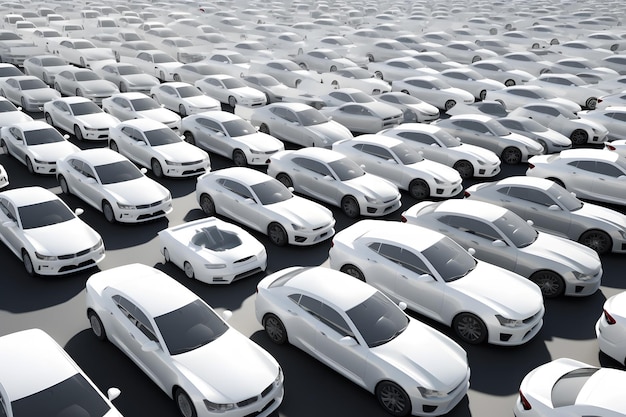 New cars stock for sale at dealership prepared Neural network AI generated