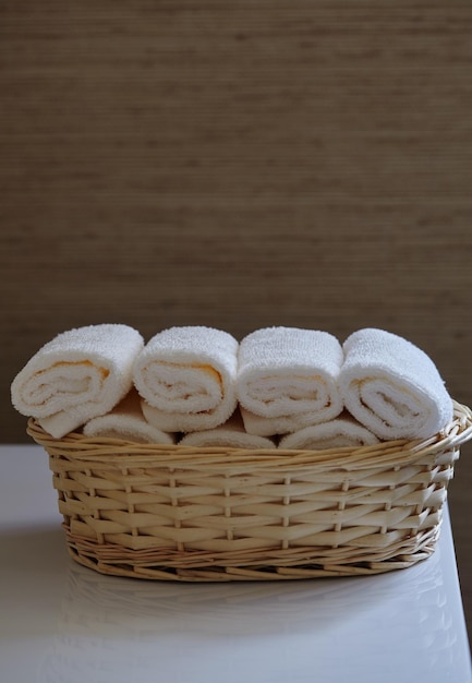 New clean towels in a clean basket.