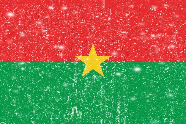 New concept Burkinafaso flag White messy wall stucco texture background Burkinafaso flag paint
