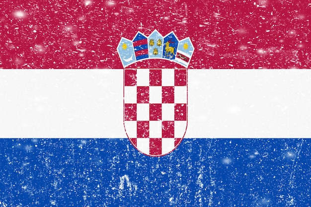 New concept Croatia flag White messy wall stucco texture background Croatia flag paint Croatia flag